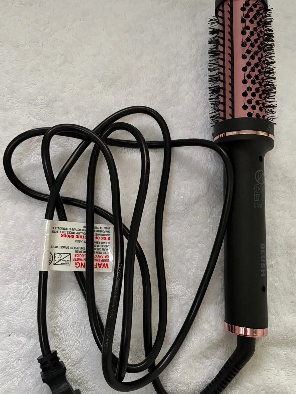 BLUSH Thermal Styling Brush 1.5” Tourmaline Ceramic 410°F Pink Black